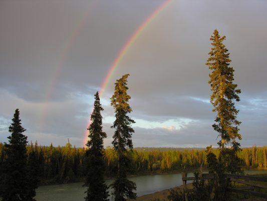 Double rainbow over the Kasilof River behind the lodge