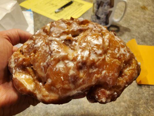 The giant fresh, light, moist and flavorful apple fritter!