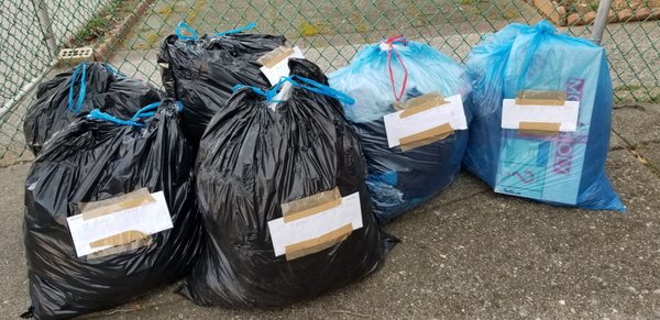 Six (6) large bags of clothing donation, March 27, 2023