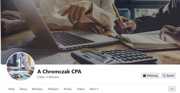 We would like to invite you to visit our new Business Facebook Page at https://www.facebook.com/AChromczakCPA/