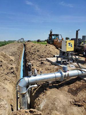 New pivot installation, pipe and oil line