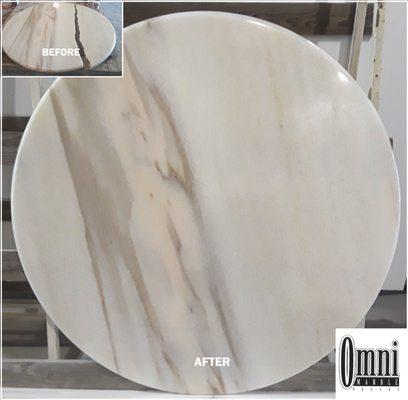 Custom tabletop purchased in a different country was saved by our crew! Let us repair your marble keepsakes and we'll leave them like new!