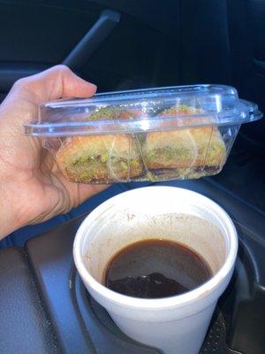 Turkish coffee, $2 and baklava