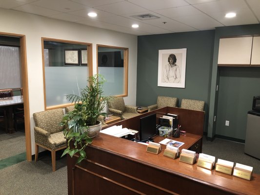 The reception area at the Quincy office of SKB Attorneys.