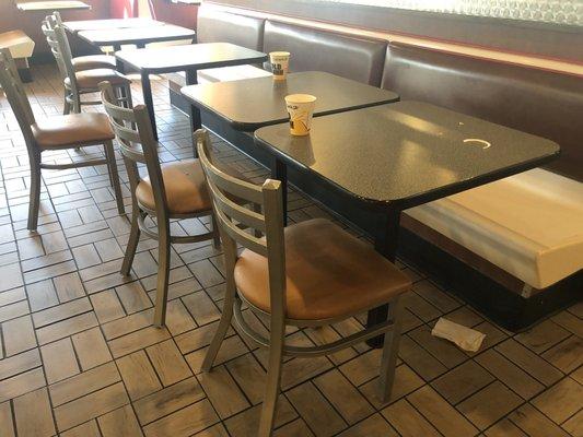 Almost every table in the entire restaurant was dirty.