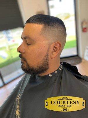 High bald fade and beard detail by Allie