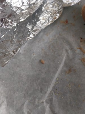 While eating my steak and cheese sub I notice a tiny bone in my sub!!