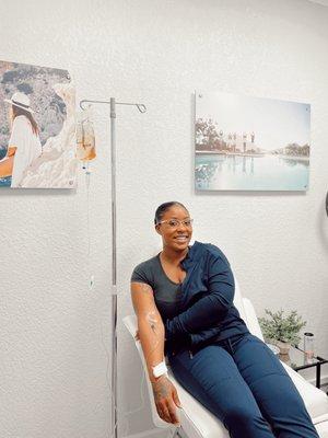 Our Registered Nurse Liliana getting her IV drip!