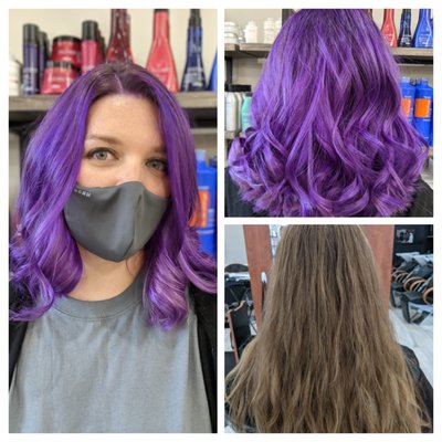 Neglected pandemic hair to purple dream hair, thanks to Mai!