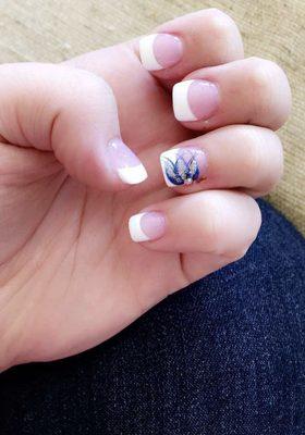 French manicure with design and crystal