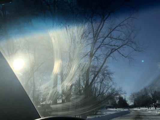 Dirty windshield caused by nasty rags