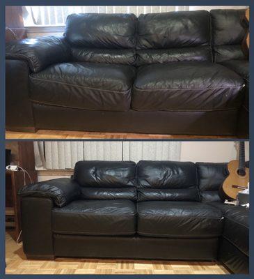 Before and after couch cushions