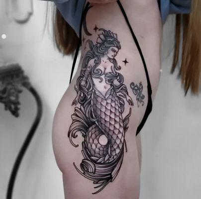 #mermaidtattoo by #artbyseth #mainlinetattoo