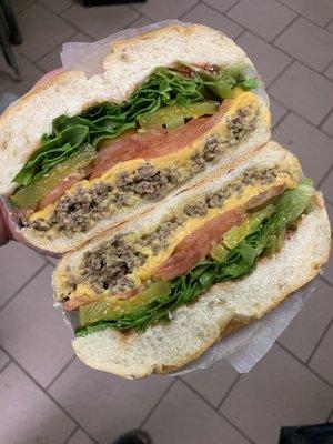 Chopped cheese,romain lettuce,tomato and pickles