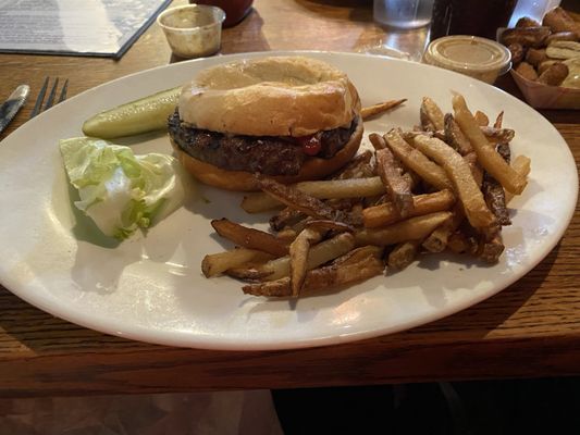 Charbroiled Tavern Burger and French fries