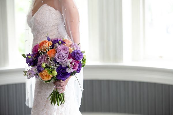 Lavender and peach bridal bouquet