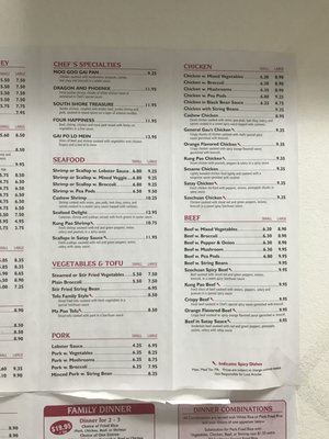 Menu as of Friday, May 25th