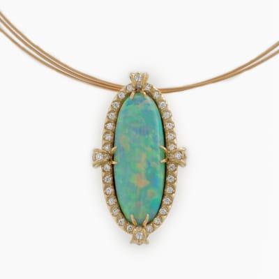 Australian Opal & Diamond Pendant