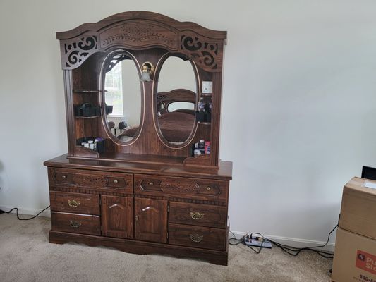 Hutch Bookshelf Dresser & Mirror, Refurbished By Thomas Furniture Restoration