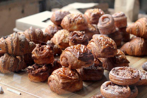 Croissants on display