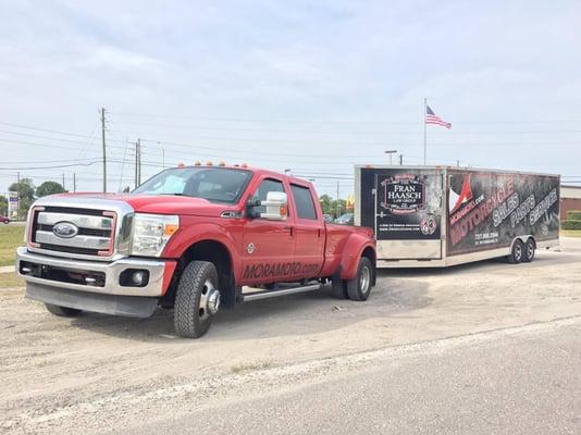 Keep and eye out around town for the Moramoto truck and trailer.