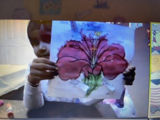 Learning about parts of a flower.