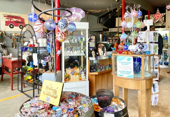 Glass ornaments and wishing stones