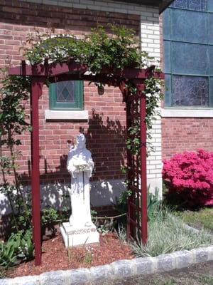 Saint Francis statue at St. Cecilia's Church prayer garden