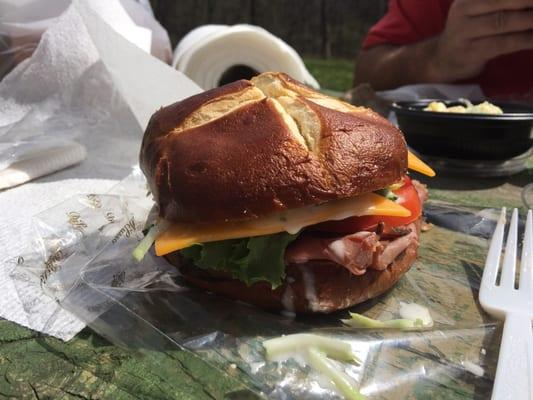 Wonderful fresh roast beef pretzel bread sand which...5 bucks!! Yum yum