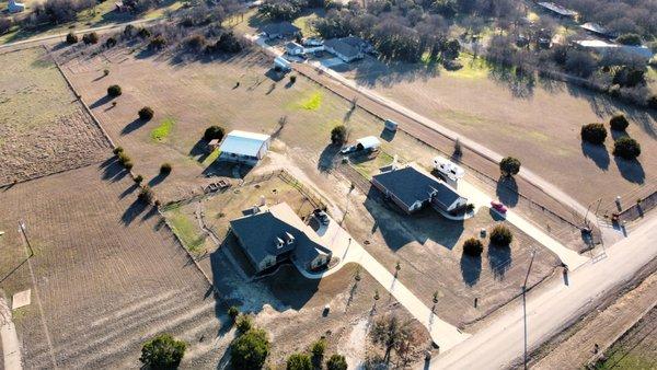 Drone photo of rural real estate