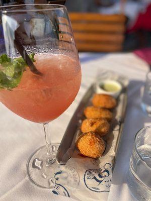 Watermelon julep and pork croquettes