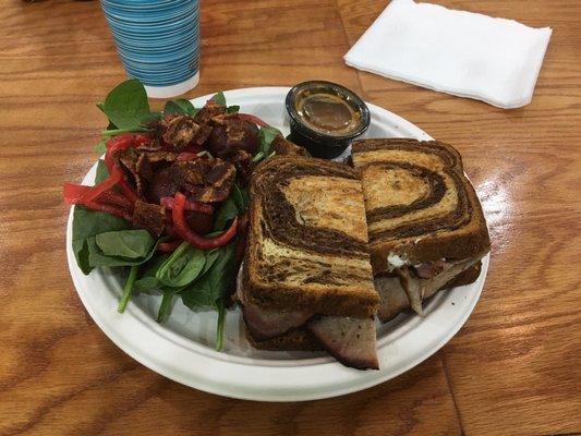 Yummy 'cuban' sandwich and side salad.