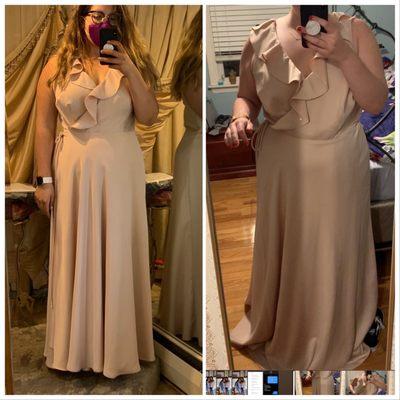 After alterations vs before alterations. Looks like a completely new dress!! So happy!