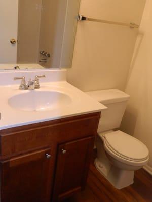 Cultured marble bathroom vanities.