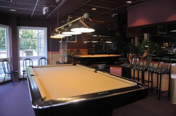 All Brunswick 9' Tables.  All Simonis 860 Tournament Cloth.  British Snooker, French Carom, Russian Billiards & Ping Pong