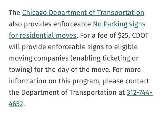 Info to get a no parking sign for move in/out.