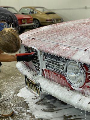 Sudsy Alfa Romeo Giulia Sprint GT getting a very detailed wash and polish.