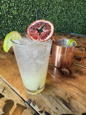 Lavender mule and orange spicy margarita