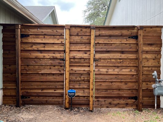 Shared side with my neighbors. We coordinated and matched our side fence areas.