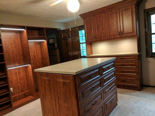 Island and built in cabinet