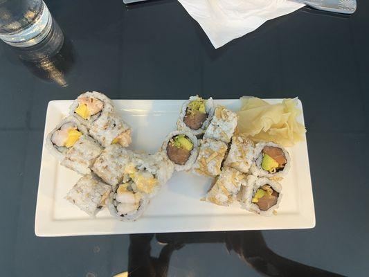 Mango Shrimp Roll & Crunchy Salmon  Avocado Roll