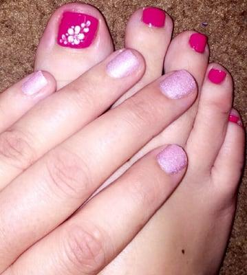 Mani and Pedi  Jenny did a great job on the flowers! Thanks Calvin and Jenny!!