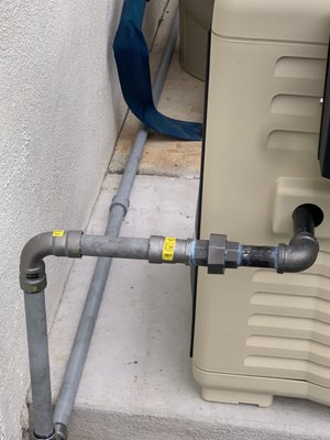 Gas line for pool heater