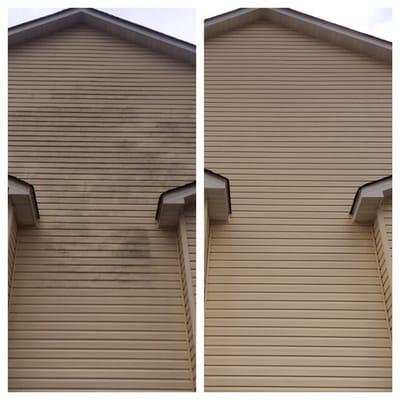 Using a low pressure method that's safe for the siding with great results!