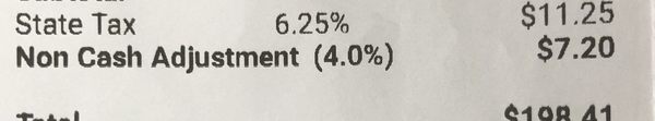 4% Non Cash "adjustment fee"!