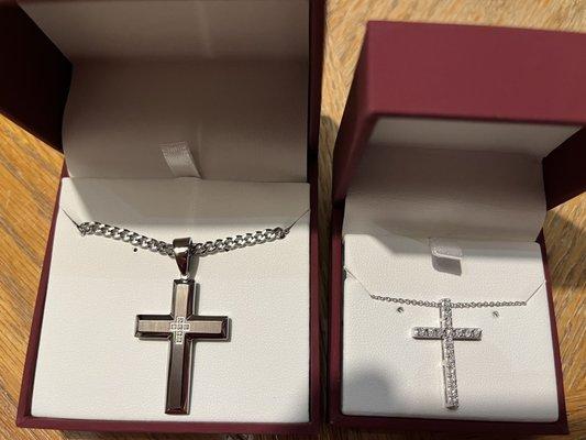 Got our beautiful diamond crosses today! I love these!!