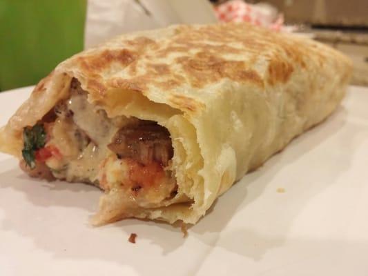 Carne Asada Burrito = huuuge and yummy! Perfect with Red Salsa and a glass bottle Coca-Cola.