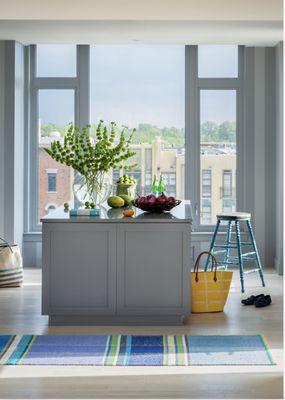 A modern apartment kitchen.