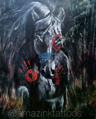 'War horse' painting by Laura Schrampfer Champeau