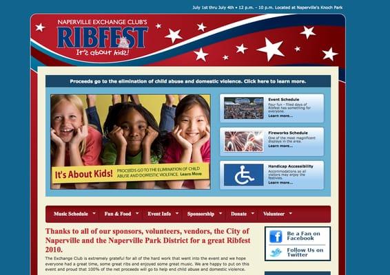 Website design and development for Naperville Ribfest.